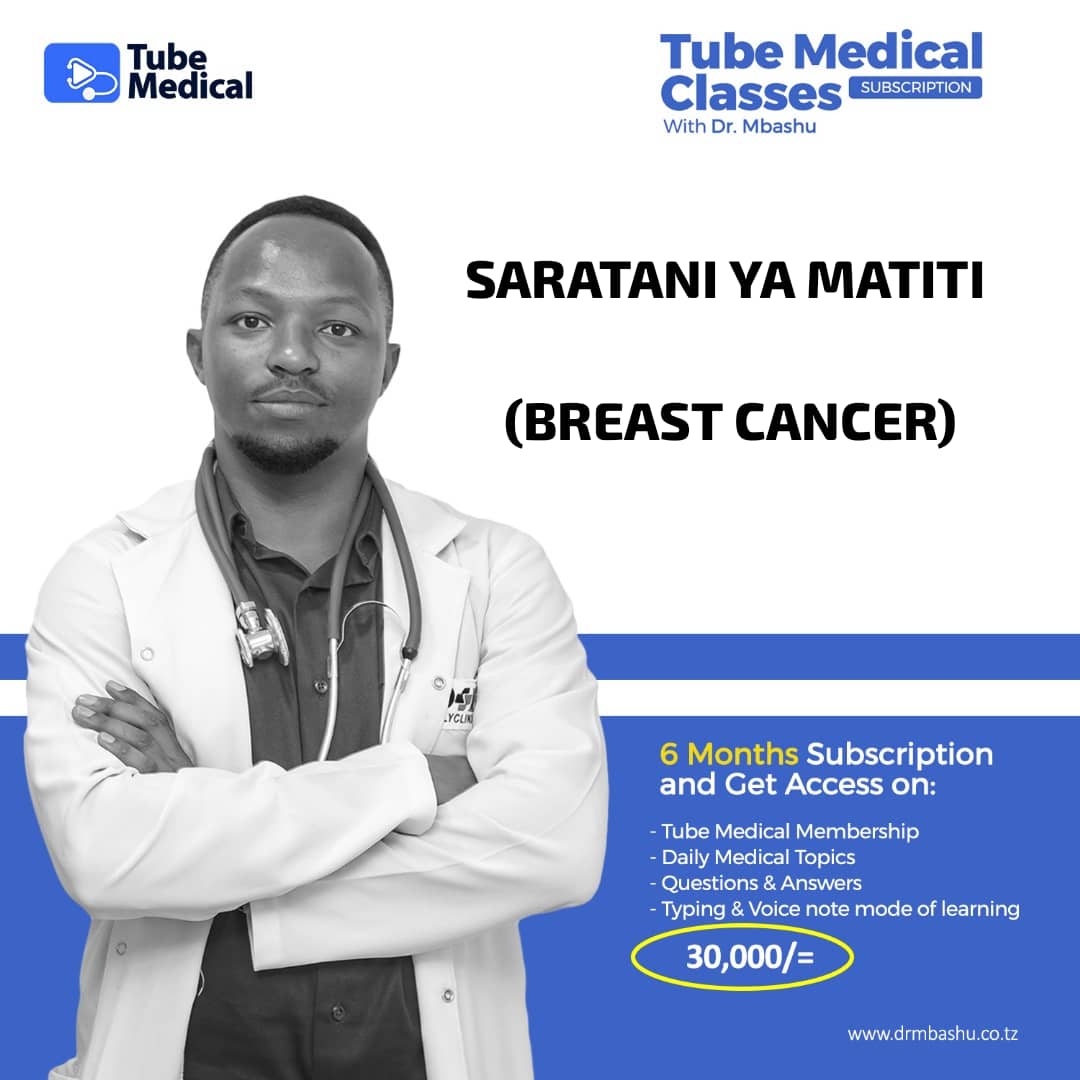 Saratani ya Matiti (Breast Cancer) Medical Consultancy Tanzania, Health Services Tanzania, Medical Clinics Dar es Salaam, Healthcare Providers Tanzania, Medical Consultation Online Tanzania, Home Medical Visits Tanzania, Full Body Check-up Tanzania, Health Talks Tanzania, Workplace Health and Safety Tanzania, Medical Tourism Tanzania, Common Health Concerns, Diabetes Management Tanzania, Hypertension Treatment Tanzania, Cardiology Services Tanzania, Pediatric Care Tanzania, Women’s Health Services Tanzania, Best Doctors in Tanzania, Affordable Healthcare Tanzania, Top Medical Consultants Tanzania, Patient Reviews Medical Services Tanzania, Book Medical Appointment Tanzania, Technology and Innovation, Telemedicine Tanzania, Online Doctor Consultation Tanzania, Medical Technology Tanzania, Digital Health Services Tanzania, EHR Systems Tanzania, Health Education and Awareness, Health Education Tanzania, Medical Awareness Campaigns Tanzania, Health Workshops Tanzania, Preventive Healthcare Tanzania, Health Tips Tanzania Saratani ya matiti ni aina ya saratani inayojitokeza kwenye tishu za matiti. Inaweza kuathiri wanawake na wanaume, ingawa inajitokeza zaidi kwa wanawake. Vihatarishi